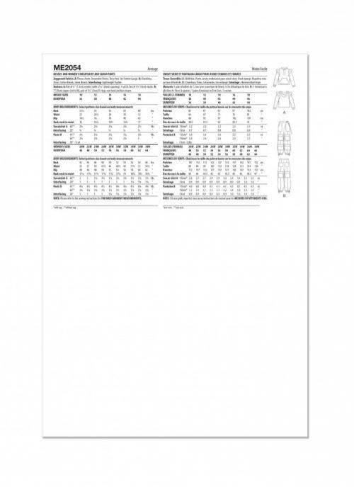 Know Me Sewing Pattern 2054, Tops, Sweaters, Trousers for Women, M1 (10-12-14-16-18) - Intermediate