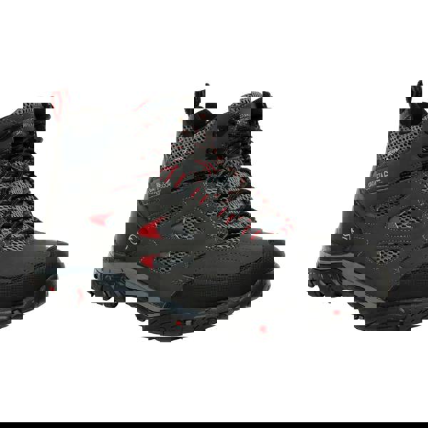 Regatta Mens Holcombe IEP Mid Hiking Boots - Traffic Black/Rio Red - 