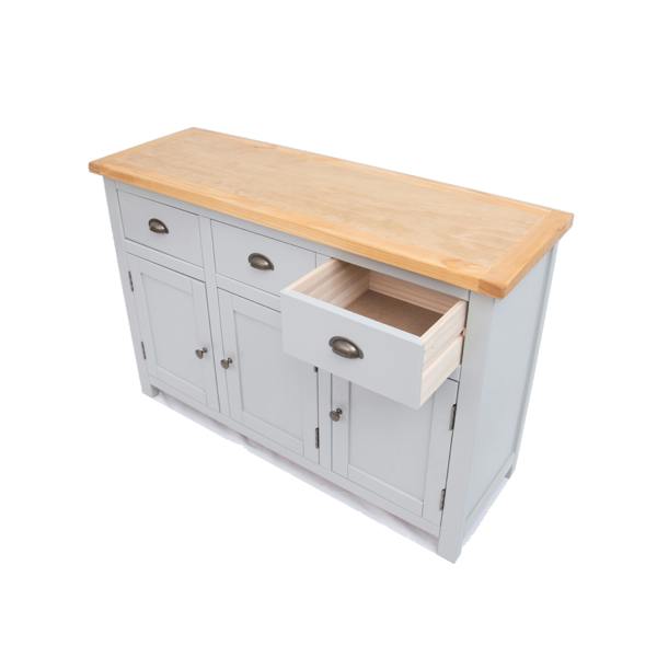 Cabinet Bits Argenta Light Grey 3 Drawer 3 Door Sideboard Brass Cup Handle