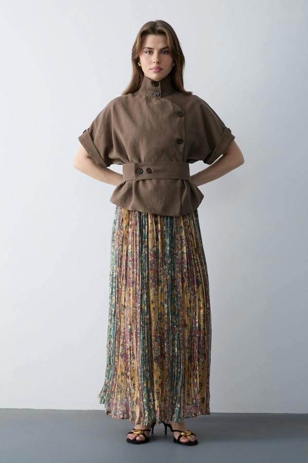 Lyocell Blend Short Sleeve Relaxed Fit Blouse Jacket