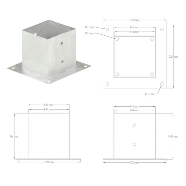 Berkfield Post Anchors 4 pcs Galvanised Metal 141 mm