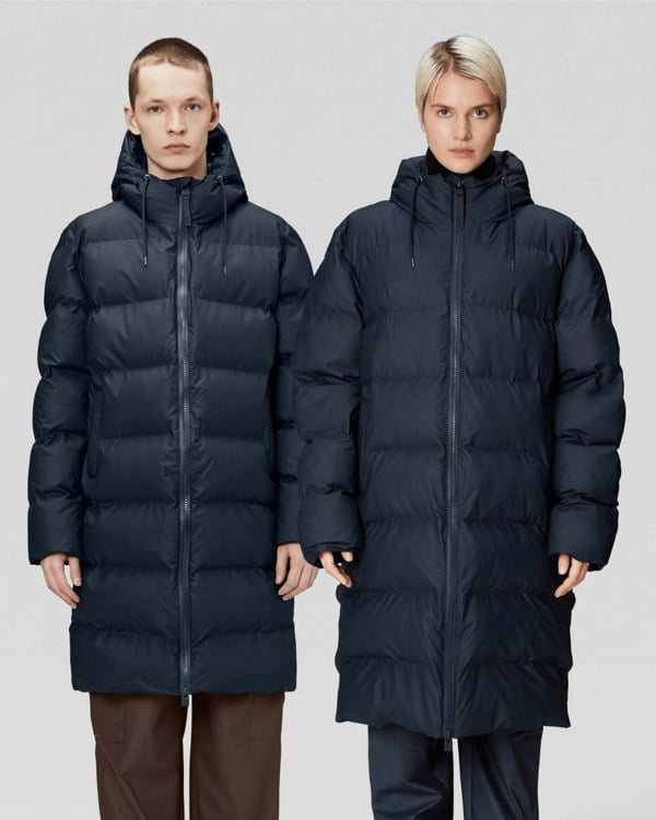 Rains Alta Long Unisex Puffer Jacket - 47 Navy
