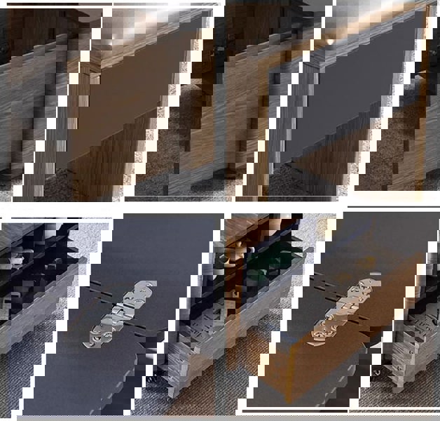 Ruby Lift Top Coffee Table, Multi-Functional Foldable Coffee Table, Walnut & Black-Weilai Concept-Weilai Concept