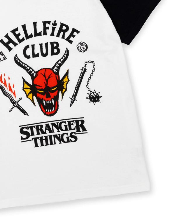 Stranger Things Unisex Kids White Hellfire Club Short Sleeved T-Shirt