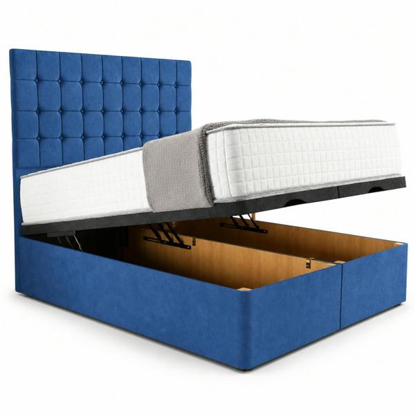 Great British Beds Glasgow Divan Ottoman Bed - Blue Plush