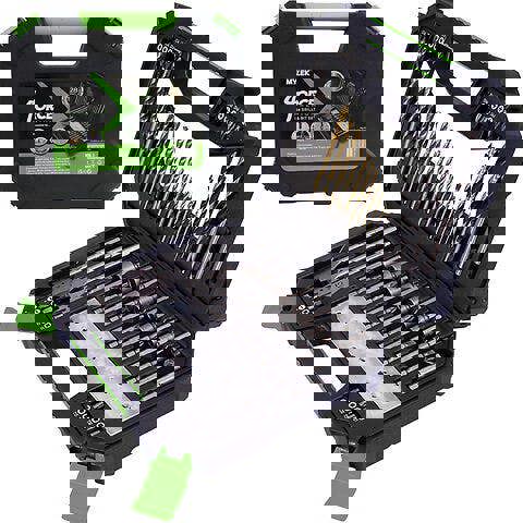 Mylek Cordless Drill 20V Brushless Driver Impact Hammer Action Combi Set with 128 Piece Accessory Set