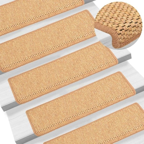 Berkfield Stair Mats Self-adhesive Sisal-Look 15 pcs 65x21x4 cm Orange