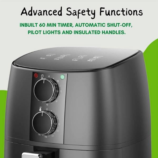 Dragodirect 4L Air Fryer With Recipe Book, Timer & Temperature Control Black