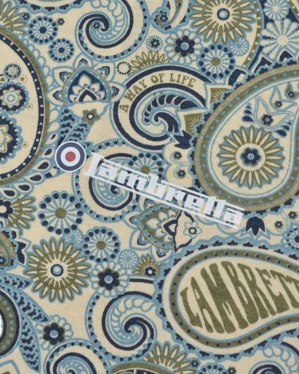 Lambretta Mens All Over Paisley Branded Retro Casual T-Shirt