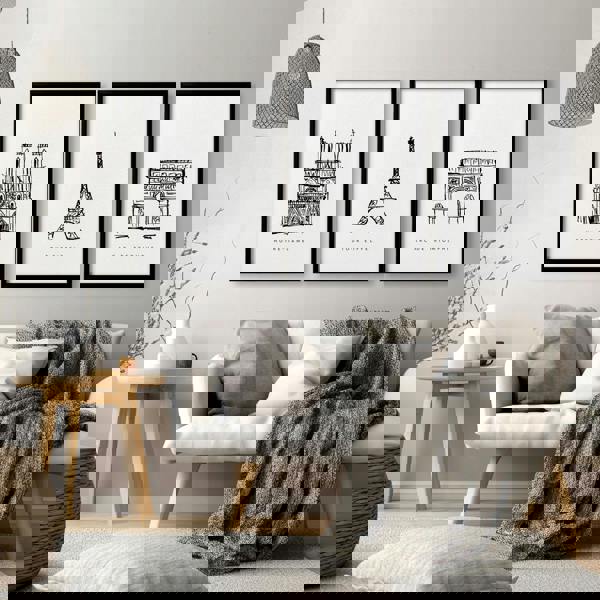 Wall Art Framed For Living Room | Set of 3 Paris Landmarks Wall art Prints