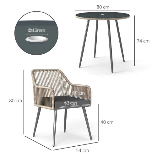 Wyld Haus Sudore Rele Rattan Light Brown 4 Seater Outdoor Dining Set With Cushions And Round Glass Table