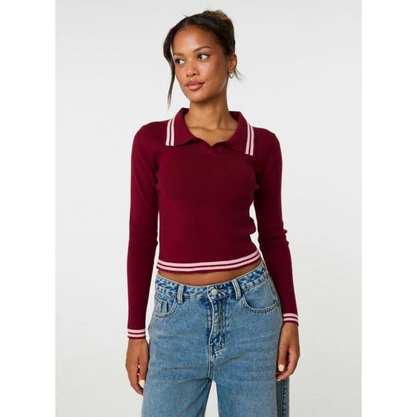 Pink Vanilla Contrast Knitted Jumper