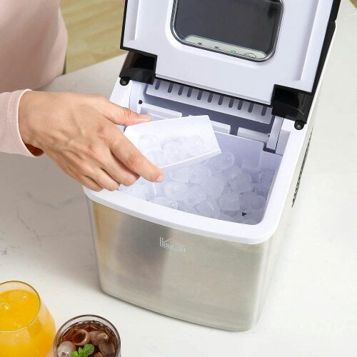 Bobobiy Ice Maker Machine Countertop, 9 Ice Cubes in 8 Mins, 12KG in 24Hrs, Self-Cleaning Portable Ice Cube Maker with Adjustable Ice Size, Black