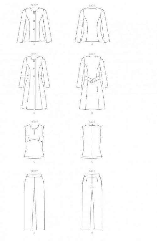 Butterick Sewing Pattern 6740, Jackets, Coats, Tops, Trousers for Women, B5 (8-10-12-14-16) - Intermediate
