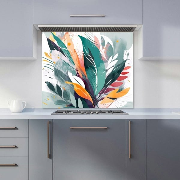 Warren Reed - Designer Coloured Abstrace Feather Leaves Kitchen Splashback