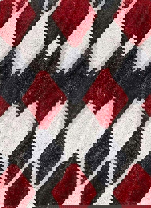 3D Red Geometric Shaggy Rug | Luxurious Polyester | The Rugs