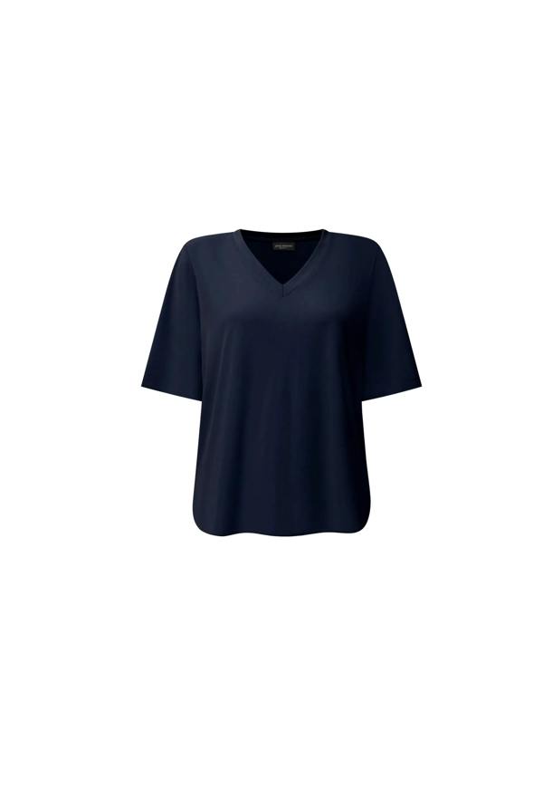 James Lakeland Navy Jersey V-Neck Top