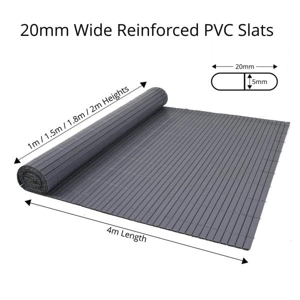 Artificial PVC Bamboo Screening Fence 4m - Grey - Evergreenery