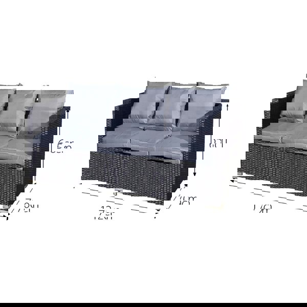 Oseasons Acorn Rattan 5 Seat Lounge Sofa Set in Black