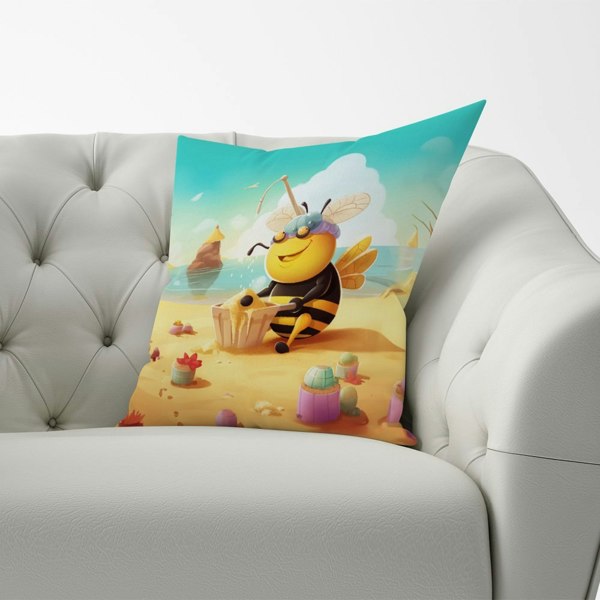 Warren Reed Bumblebee On A Beach Holiday Cushions