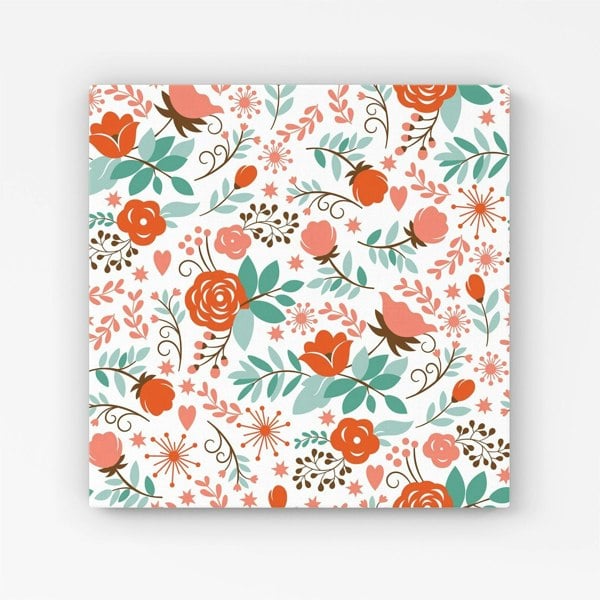 Warren Reed Orange Floral Pattern Canvas