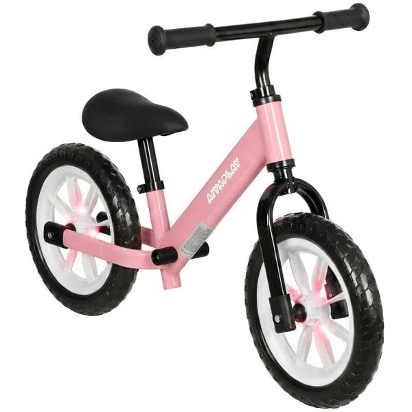 11.2" Balance Bike for 2-5 Years, Toddler Bike with Lighting Wheels, Adjustable Seat & Handlebar, 360° Steering, Pink