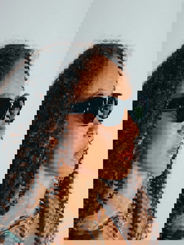 SVNX Black Angular Cat-Eye Sunglasses