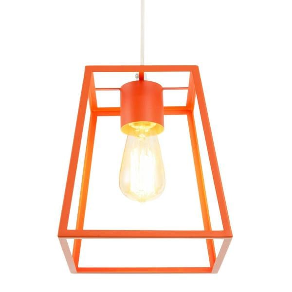 Industrial Lantern Lamp Shade in Orange with Square Top and Bottom Image 8