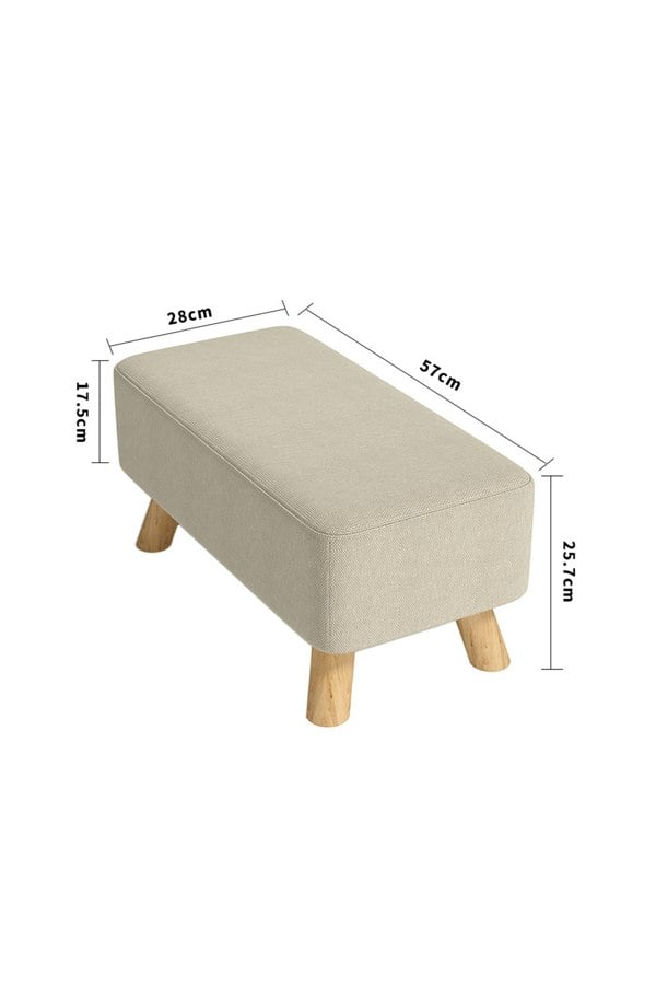 Living and Home 57cm W Beige Rectangular Tofu-shaped Footstool