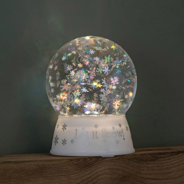 Samuel Alexander 15cm Dual Powered Light up White Christmas Snowflake Water Spinner Globe with LEDs