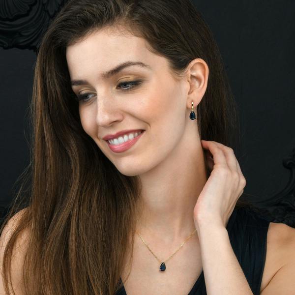 namana Gold Plated Blue Pear Drop Earrings