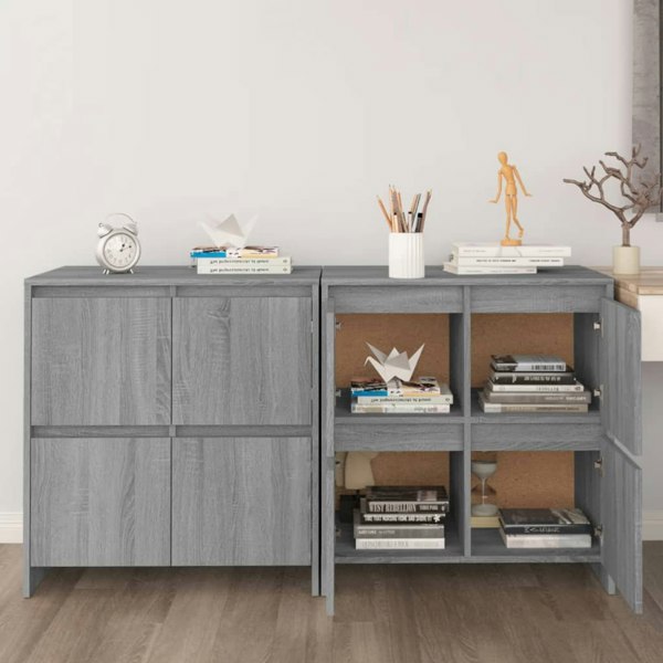 Berkfield Sideboards 2 pcs Grey Sonoma 70x41x75 cm Engineered Wood