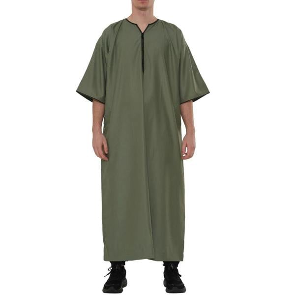 TT-006 - Men's Emirati Omani Half Sleeve Thobe - Olive - Thobez - 1