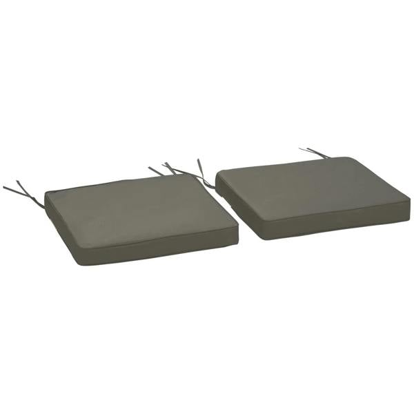 Set of 2 dark grey square chair cushions with fabric ties, 45 x 45 cm
