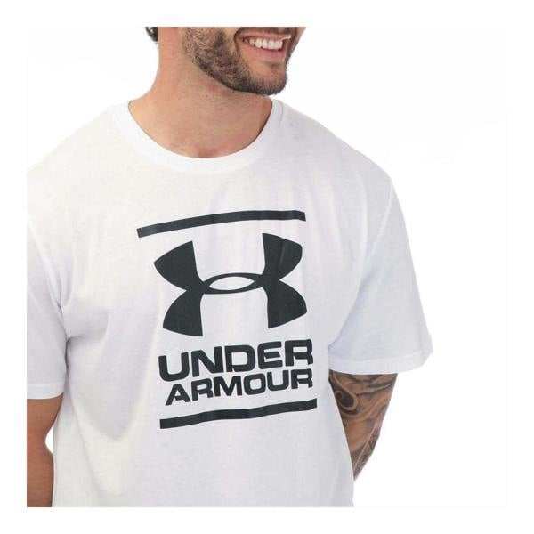 Under Armour Mens GL Foundation Back Print Loose Fit T-Shirt - White - 