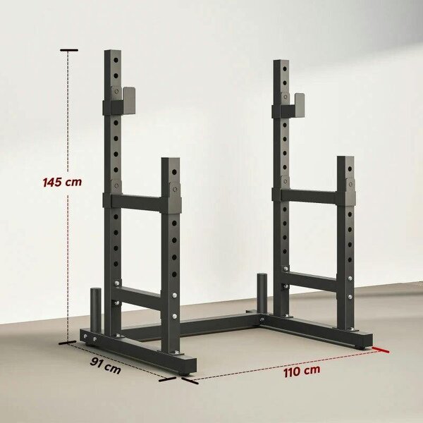 Adjustable Squat Rack with Plate Holders, 300 kg Load