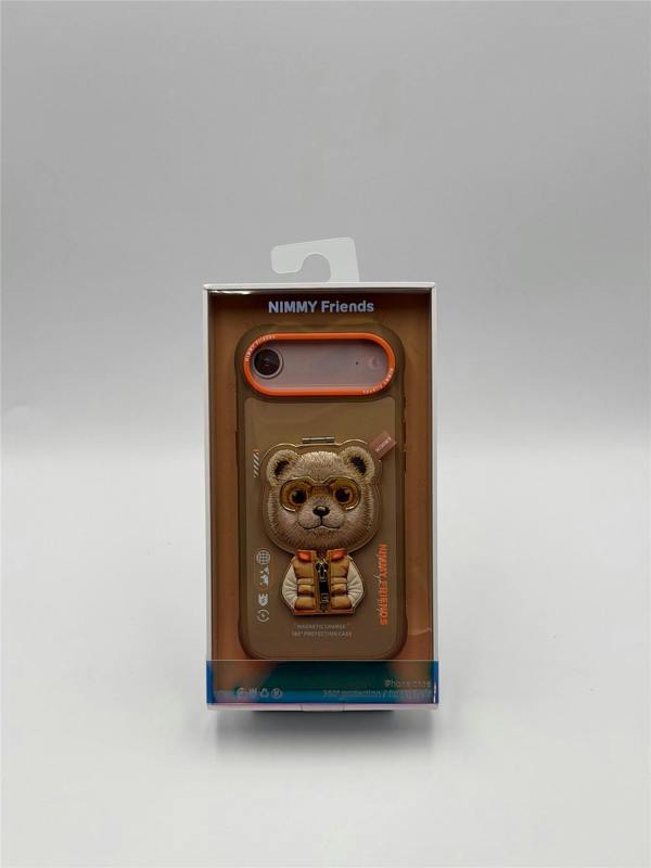 Nimmy Friends Nimmy Cool & Cute 2.0 Bear Case with MagSafe Stand for iPhone 17 Air 6.5" Brown Orange - N-YJKM-CXZJZH-IP17-AIR-011-B