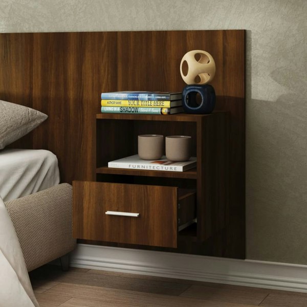 Berkfield Wall-mounted Bedside Cabinet Brown Oak