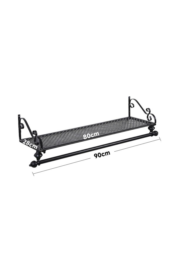 Living and Home 28 x 80cm Wall Mounted Metal Clothes Shelf Garment Shop Display Rack Bedroom