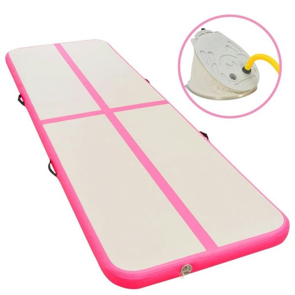 Berkfield Inflatable Gymnastics Mat with Pump 400x100x10 cm PVC Pink