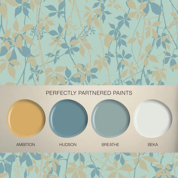 Clarissa Hulse Virginia Creeper Powder Blue & Soft Gold Wallpaper