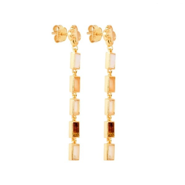 Lila Rasa Rectangular Earthy Tone Drop Clover Stud Earring