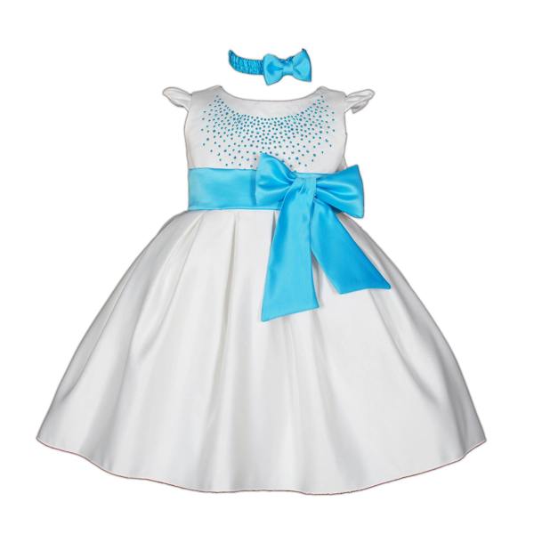Cinda Satin Christening Party Dress with Headband