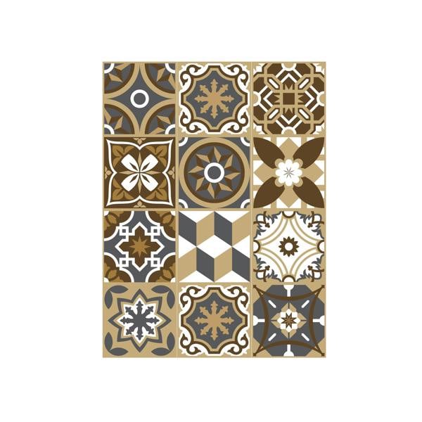 WALPLUS WT1506 - Dark Bronze Tiles Wall Stickers - 15 cm x 15 cm - 24 pcs.