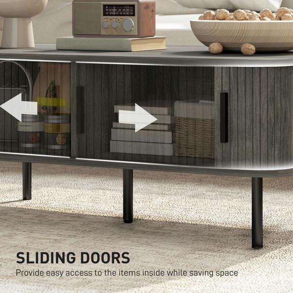 Wyld Haus Yocoma Wooden Grey Wood Effect Rectangular Coffee Table With Tambour Doors