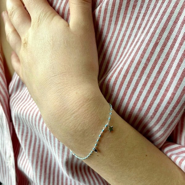 Baby Blue Star Enamel Bracelet - Reeves & Reeves