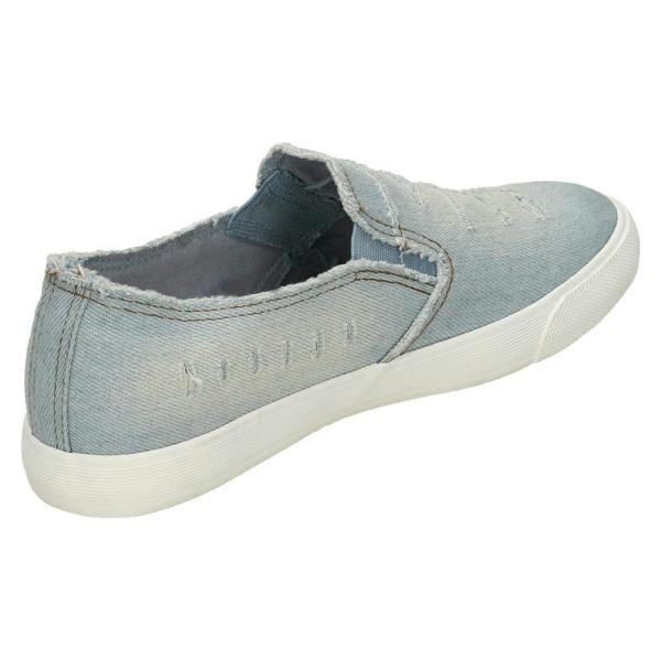 Spot On Ladies Spot On Distressed Denim Slip On Pumps
