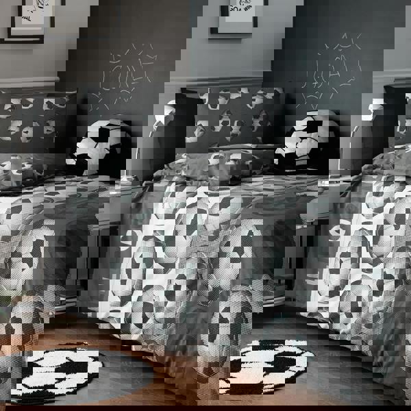 Catherine Lansfield Football Reversible Duvet Cover Set Grey