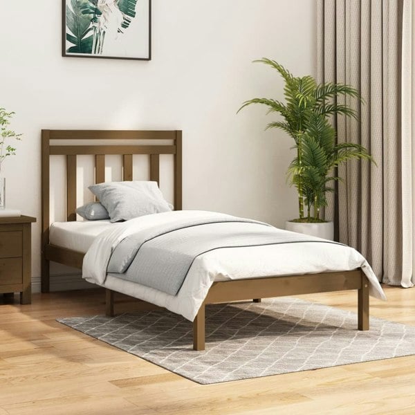 Berkfield Bed Frame Honey Brown Solid Wood 100x200 cm