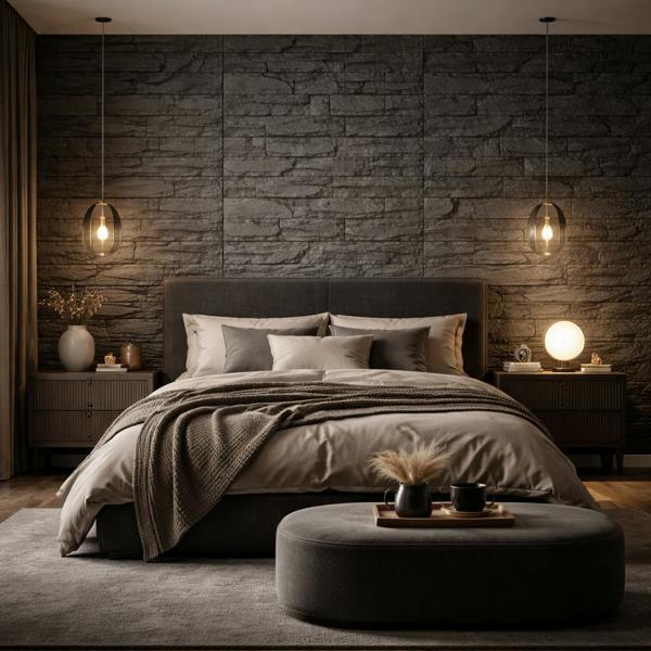 Britwall Charcoal Stacked Stone PU Wall Panel 1200 × 600 mm Pack of 2 – Charcoal Stacked Stone